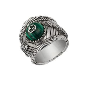 Gucci Men's 10.5 Green Garden Snake NEW Sterling Silver 23 Feline Wide Band Ring